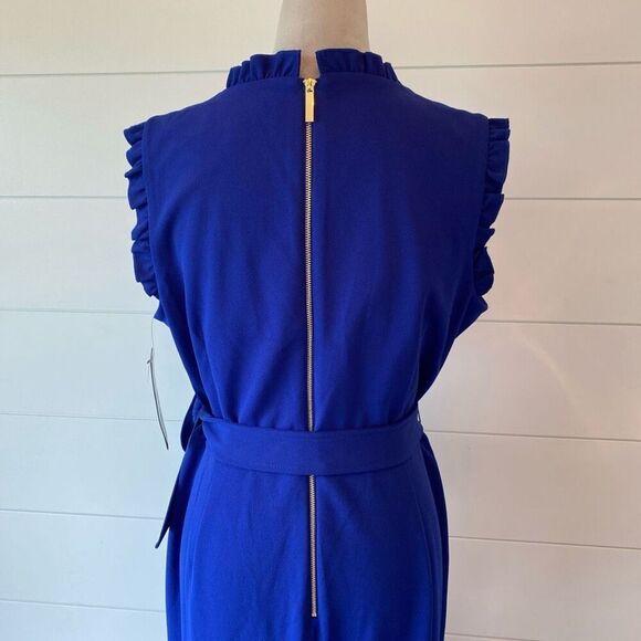 Women's Andrew Marc Ruffle Jumpsuit Blue Size 14 - Picture 9 of 12